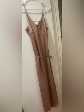 Prologue Dusty Rose Pink Satin V-Neck Slip Spaghetti Strap Dress Size Small